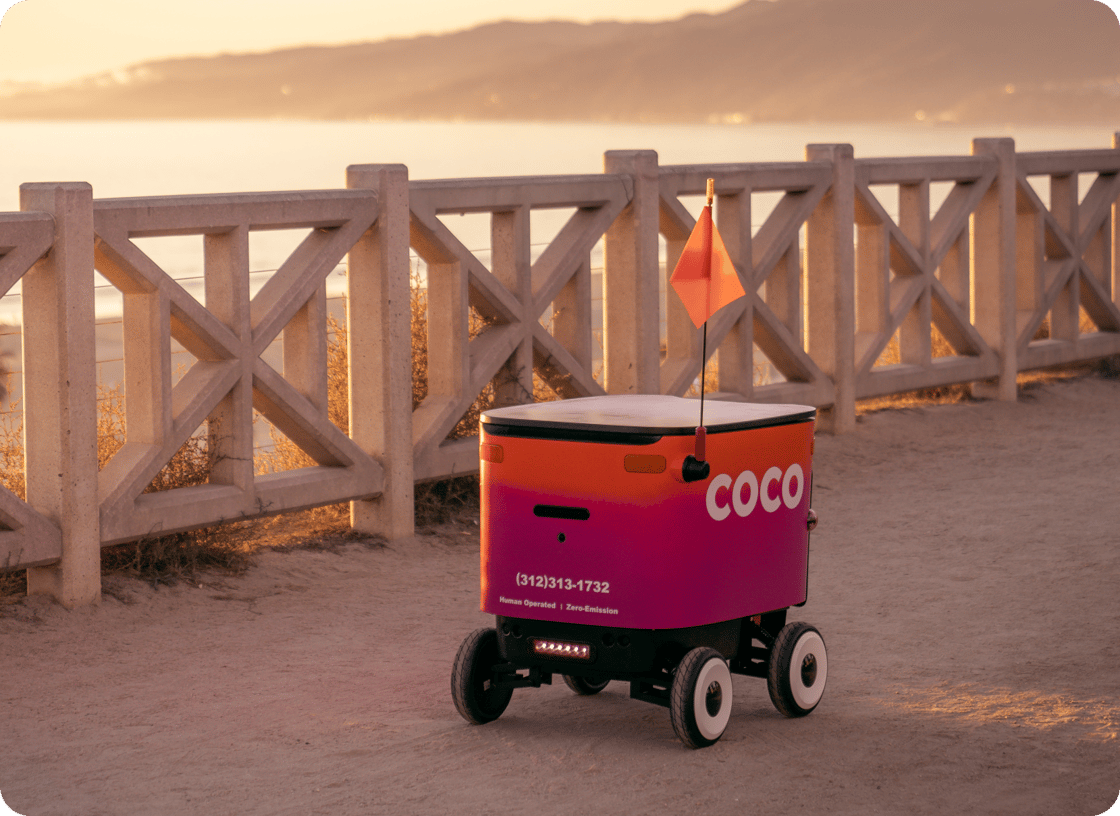Coco bot at sunset